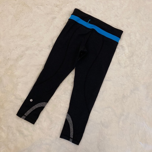 Lululemon Black Turquoise Inspire Crop Leggings 6 - Picture 5 of 8